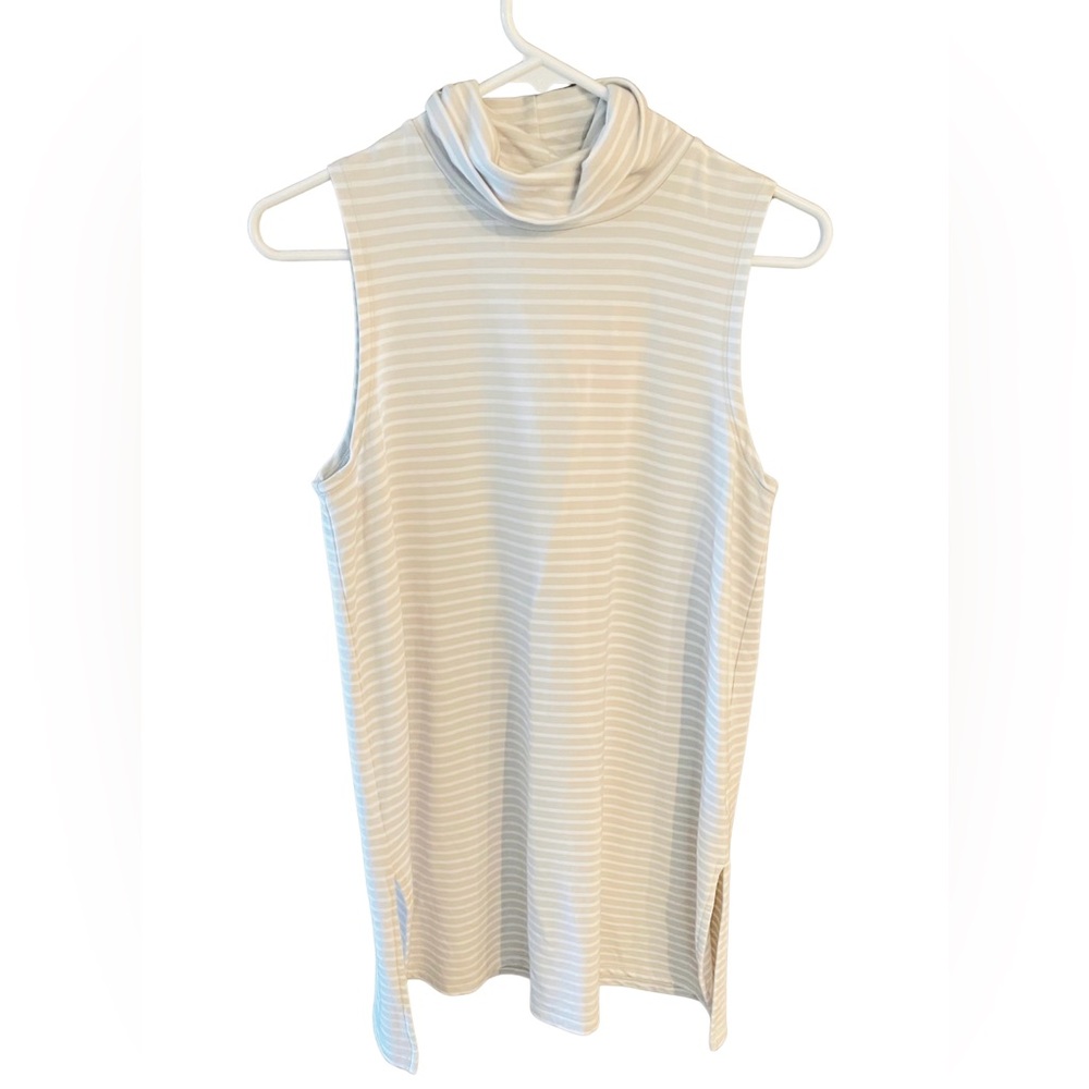 Garnet Hill Striped Mock Neck Sleeveless Tunic